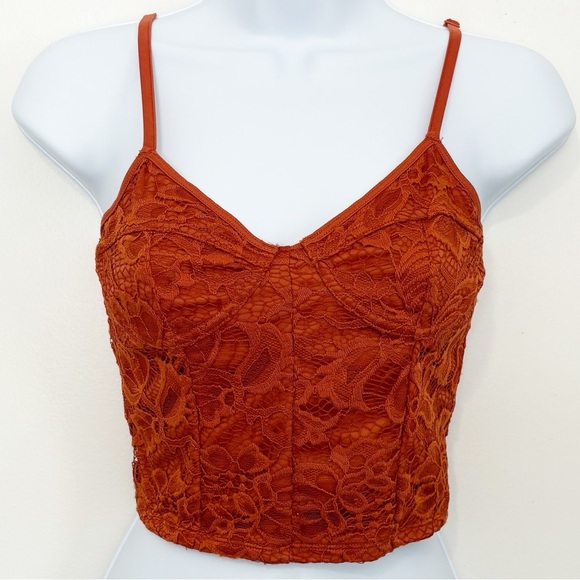 Urban Outfitters Tops - URBAN OUTFITTERS Rust Lace Camisole Bralette Small Boho Y2K
